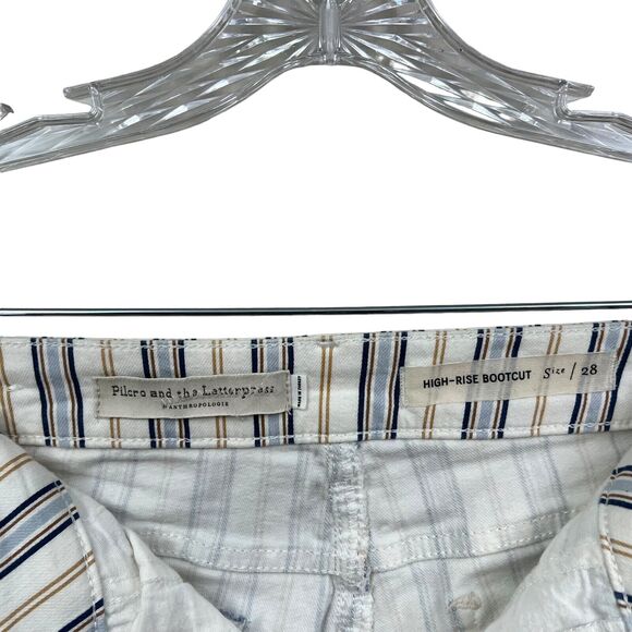 Pilcro And The Letterpress Womens Jeans High Rise Bootcut Striped Raw Hem Sz 28 - Picture 4 of 7